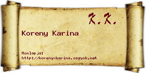 Koreny Karina névjegykártya
